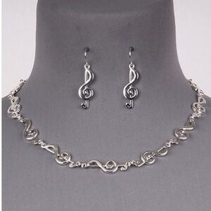 Elegant Silver Treble Clef Jewelry Set